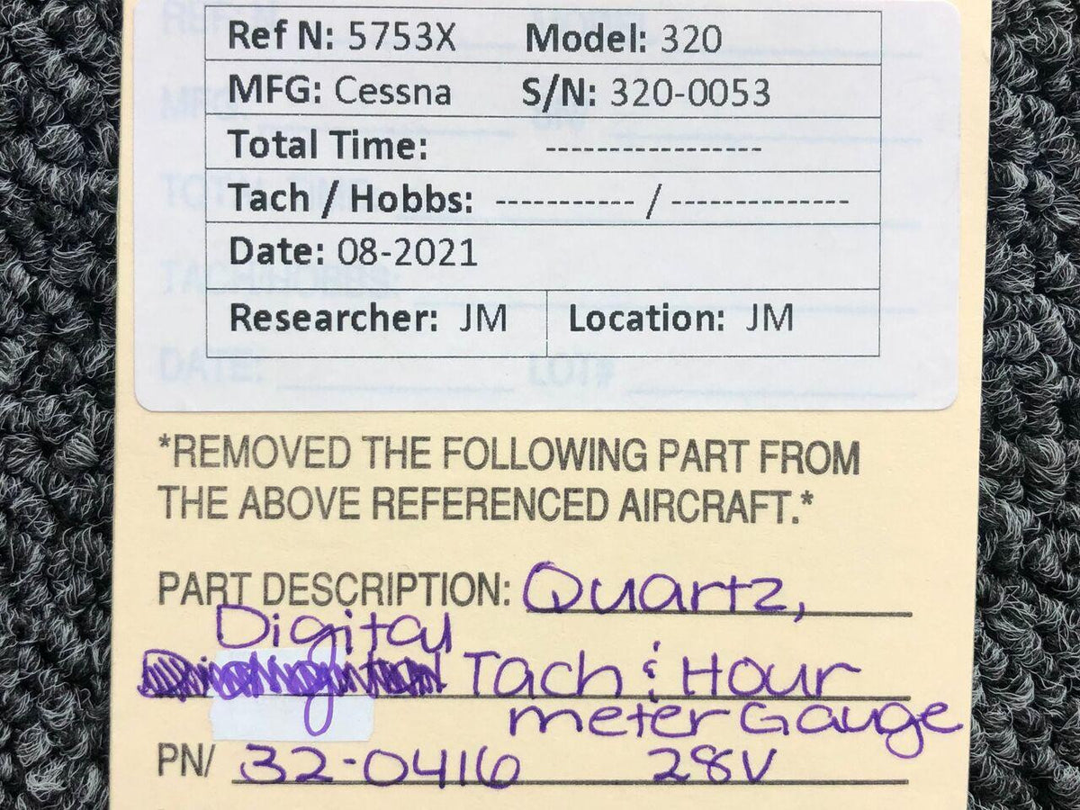 Quartz 32-0416 Cessna 320 Quartz Digital Tachometer and Hour Gauge 28V