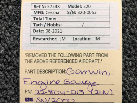 GARWIN 22-804-013 Cessna 320 Garwin Engine Gauge Volts 24