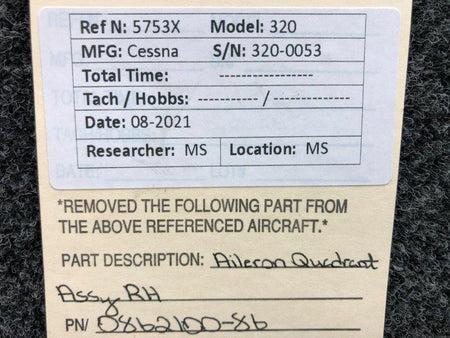Cessna 0862100-86 Cessna 320 Aileron Quadrant Assembly RH