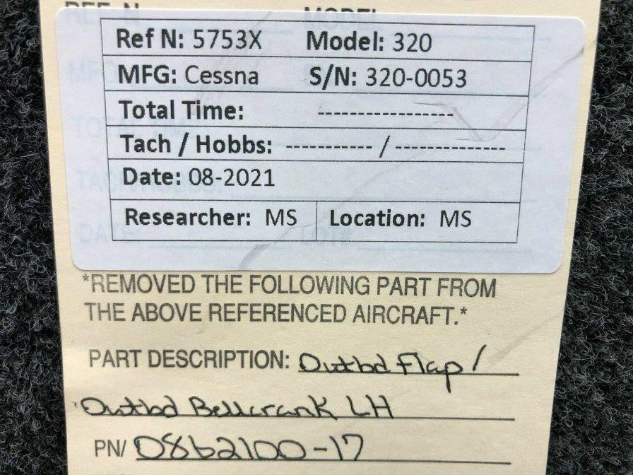 0862100-17 Cessna 320 Flap Bellcrank Assembly Outboard / Outboard LH