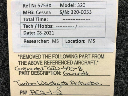 Garrett AC2-1-2 Continental TSIO-470-B Garrett Turbo Wastegate Actuator