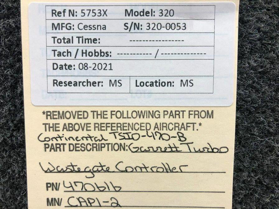 Garrett 470616 M/N CAP1-2 Continental TSIO-470-B Garrett Turbo Wastegate Controller