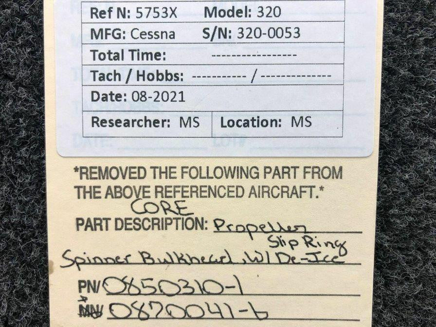 Cessna 0850310-1 / 0870041-6 Propeller Spinner Bulkhead W/ De-Ice Slip Ring CORE