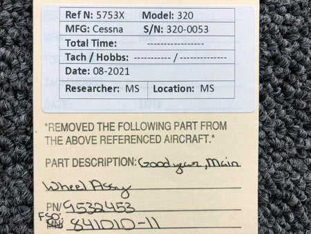 Goodyear 9832453 FSO 841010-11 Cessna 320 Goodyear Main Wheel Assembly