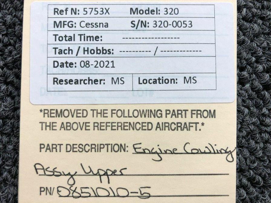 Cessna 0851010-5 Cessna 320 Engine Cowling Assembly Upper