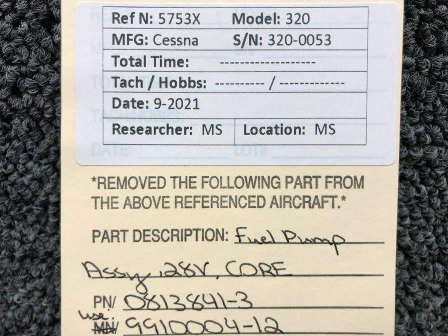 Cessna 0813841-3 Cessna 320 Fuel Pump Assembly Volts 28 CORE