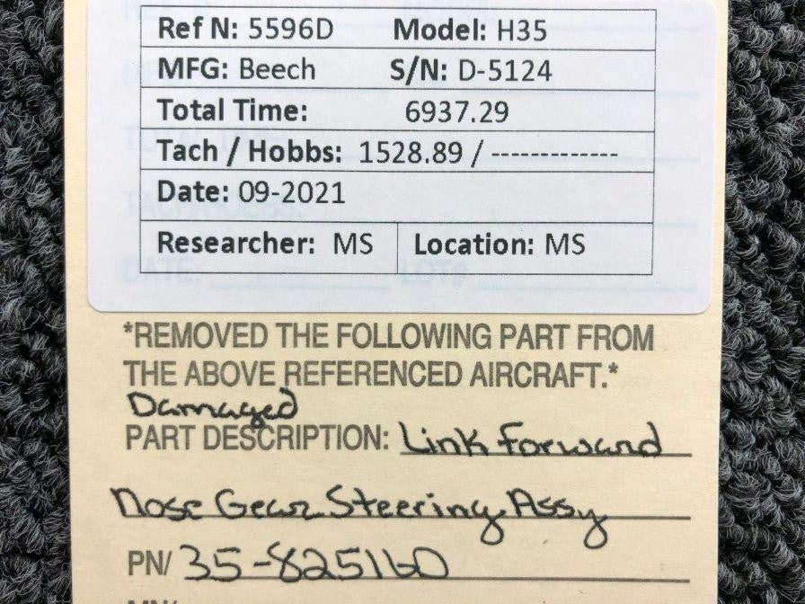 Beechcraft 35-825160 Beechcraft H35 Link Forward Nose Gear Steering Assembly