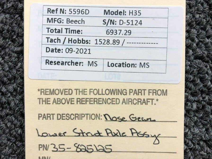 Beechcraft 35-825125 Beechcraft H35 Nose Gear Lower Strut Axle Assembly