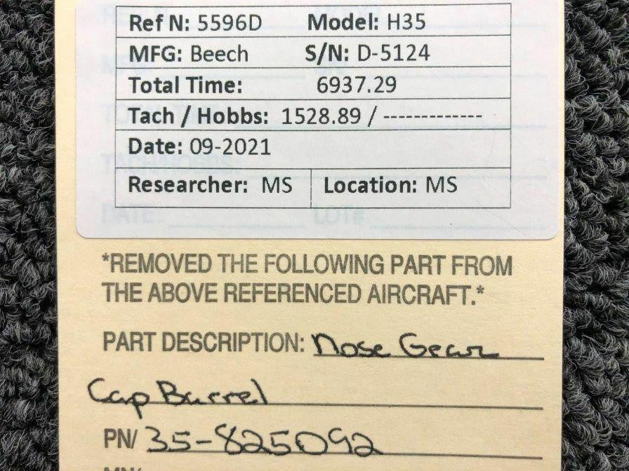 35-825092 Beechcraft H35 Nose Gear Cap Barrel BAS Part Sales | Airplane Parts