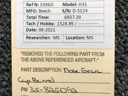 35-825092 Beechcraft H35 Nose Gear Cap Barrel BAS Part Sales | Airplane Parts
