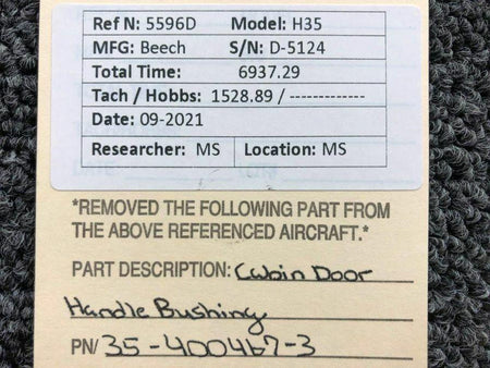 Beechcraft 35-400467-3 Beechcraft H35 Cabin Door Handle Bushing