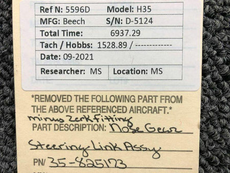 Beechcraft 35-825173 Beechcraft H35 Nose Wheel Steering Link Assy Minus Zerk Fitting