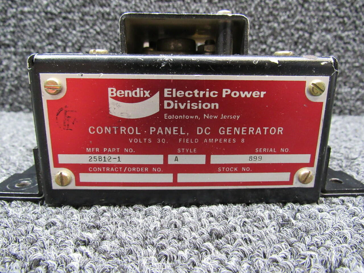 Bendix 25B12-1 Bendix DC Generator Control Panel Volts 30 SA
