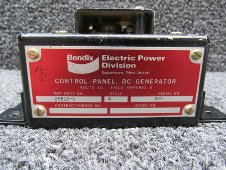 Bendix 25B12-1 Bendix DC Generator Control Panel Volts 30 SA