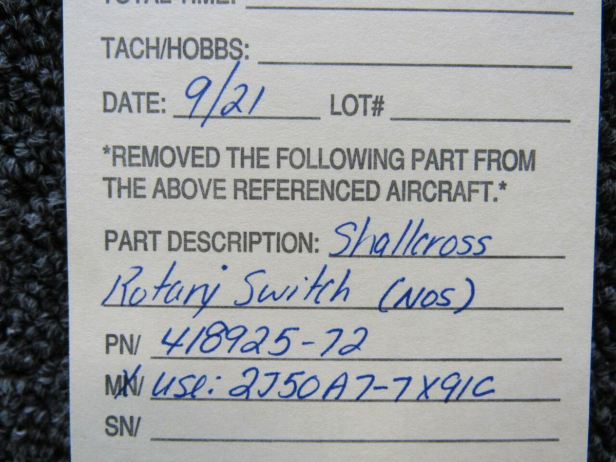 Shallcross 418925-72 USE 2J50A7-7X91C Shallcross Rotary Switch Assy NOS SA