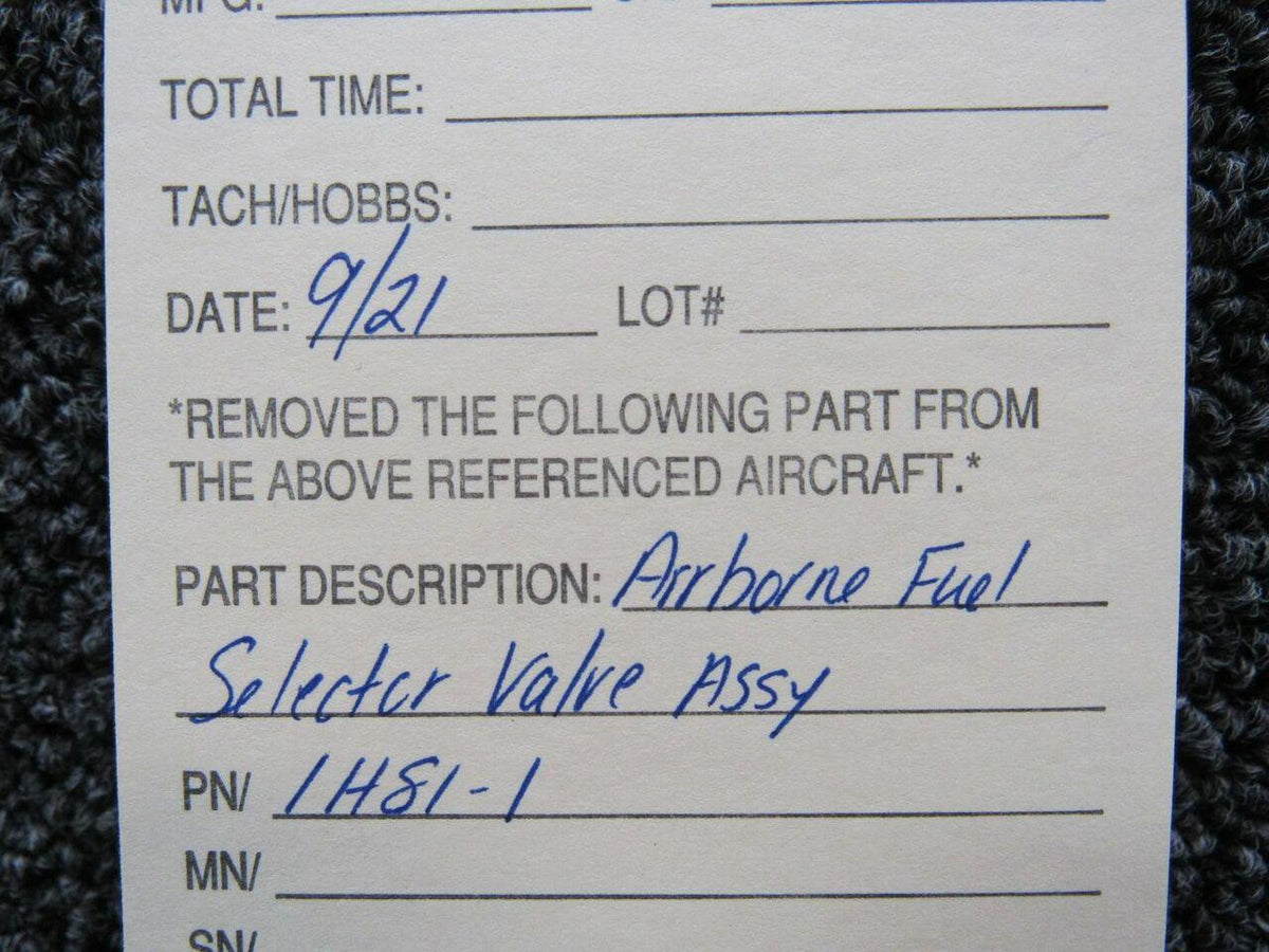 Airborne 1H81-1 Airborne Fuel Selector Valve Assembly SA