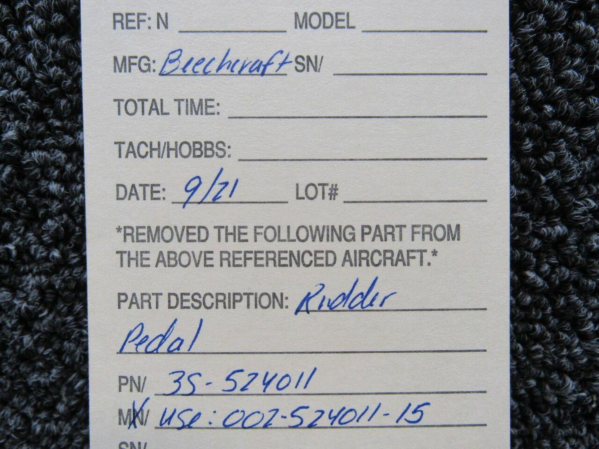 Beechcraft 35-524011 USE 002-524011-15 Beechcraft Rudder Pedal SA