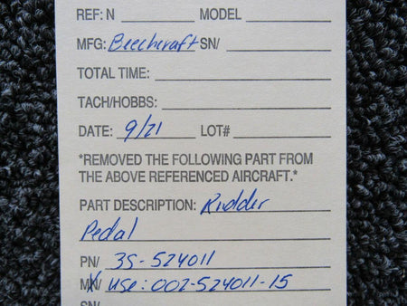 Beechcraft 35-524011 USE 002-524011-15 Beechcraft Rudder Pedal SA