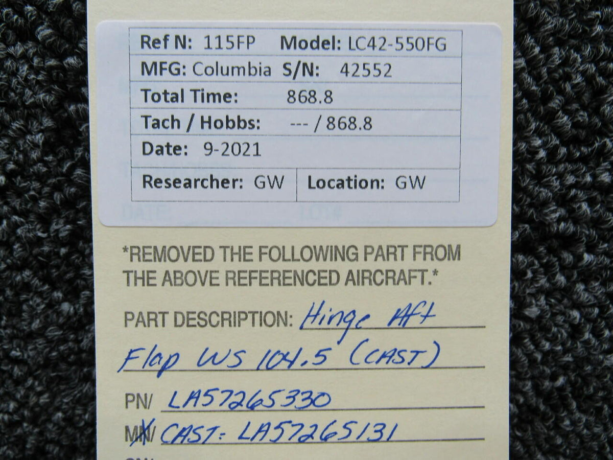 Columbia LA57265330 Columbia 350 Hinge Assembly Aft Flap WS 104.5 CAST