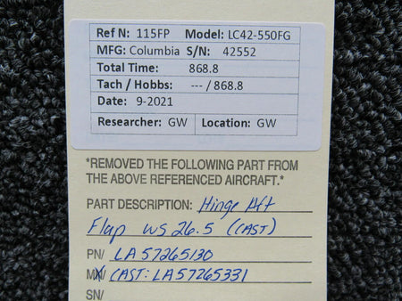 Columbia LA57265130 Columbia 350 Hinge Assembly Aft Flap WS 26.5 CAST