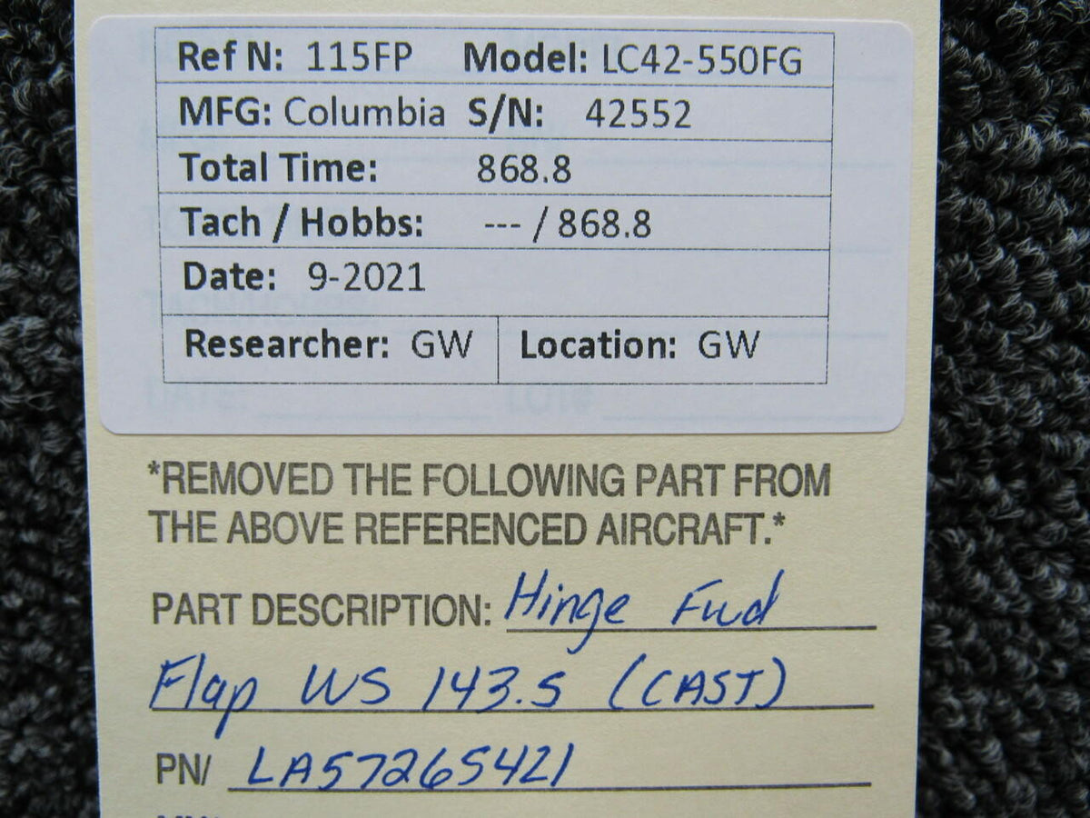Columbia LA57265421 Columbia 350 Hinge Assembly Forward Flap WS 143.5 CAST