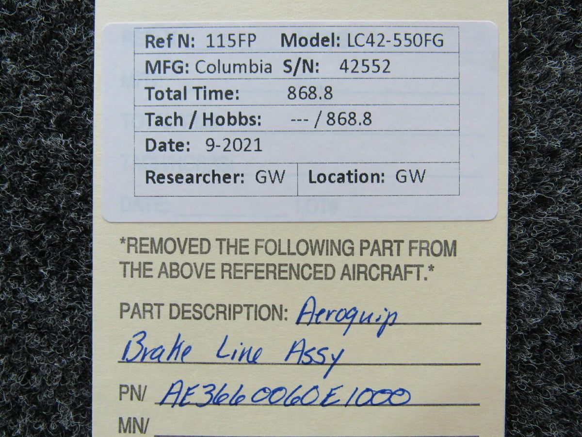 aeroquip AE3660060E1000 Columbia 350 Aeroquip Brake Line Assembly