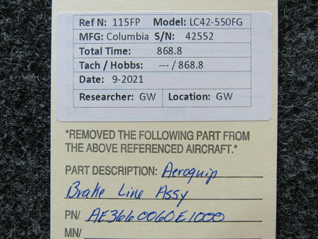 aeroquip AE3660060E1000 Columbia 350 Aeroquip Brake Line Assembly