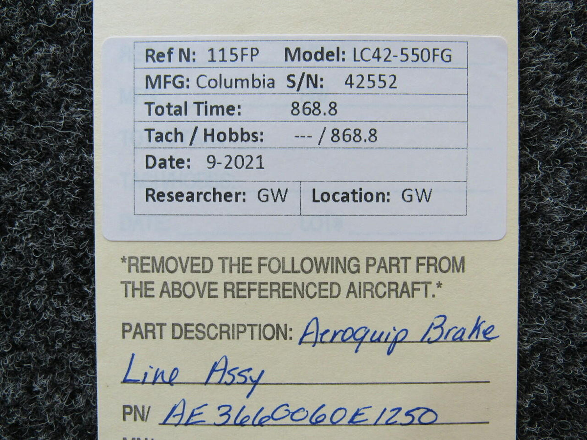 aeroquip AE3660060E1250 Columbia 350 Aeroquip Brake Line Assembly