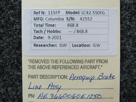 aeroquip AE3660060E1250 Columbia 350 Aeroquip Brake Line Assembly