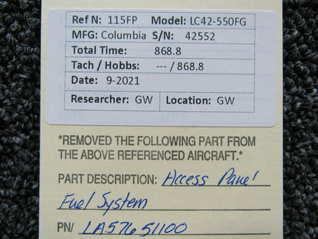 Columbia LA57651100 Columbia 350 Access Panel Fuel System