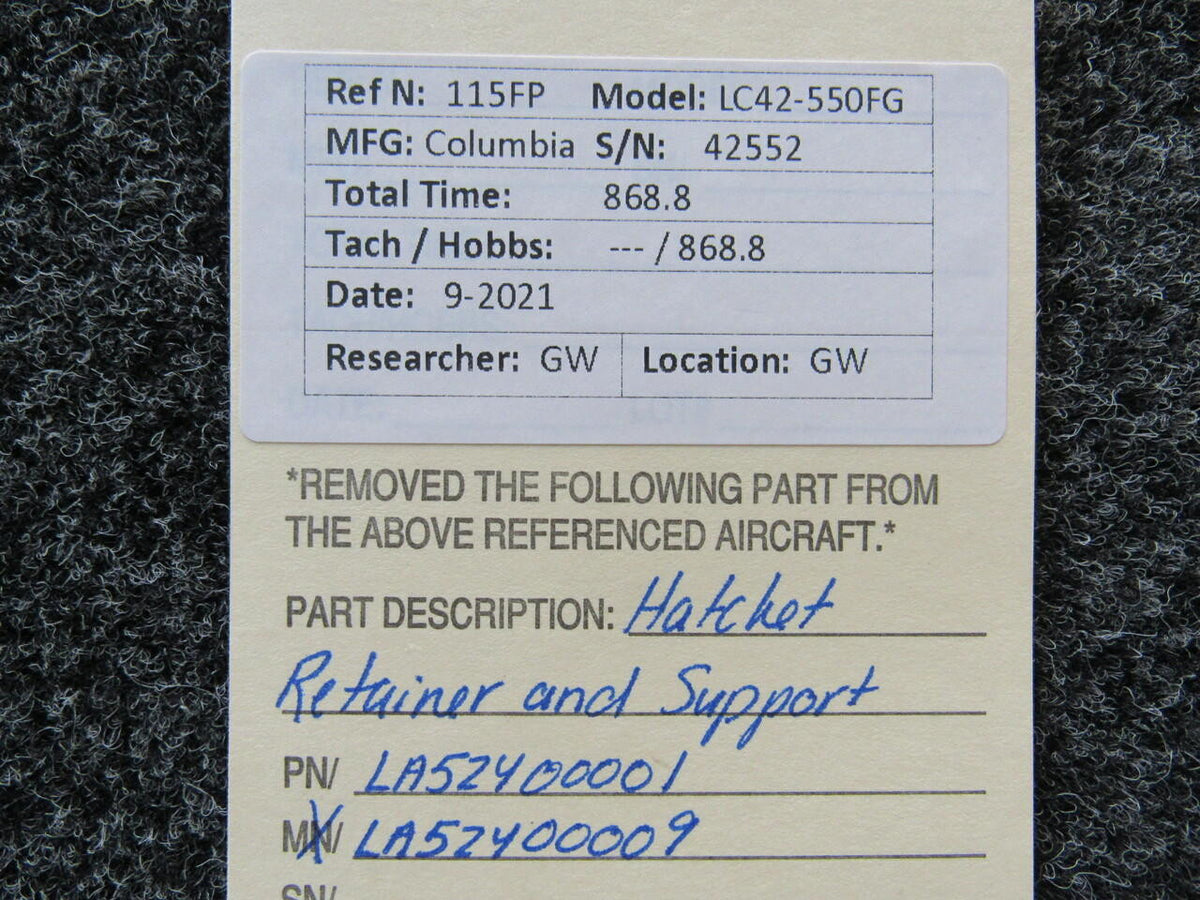 Columbia LA52400001 / LA52400009 Columbia 350 Hatchet Retainer and Support