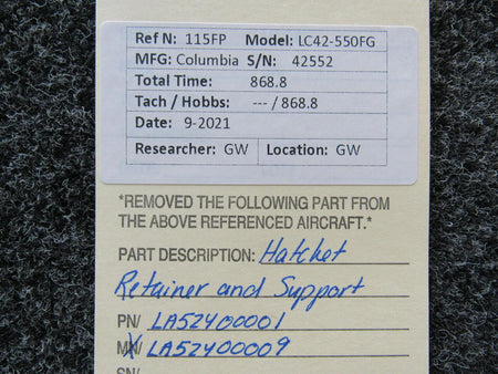 Columbia LA52400001 / LA52400009 Columbia 350 Hatchet Retainer and Support