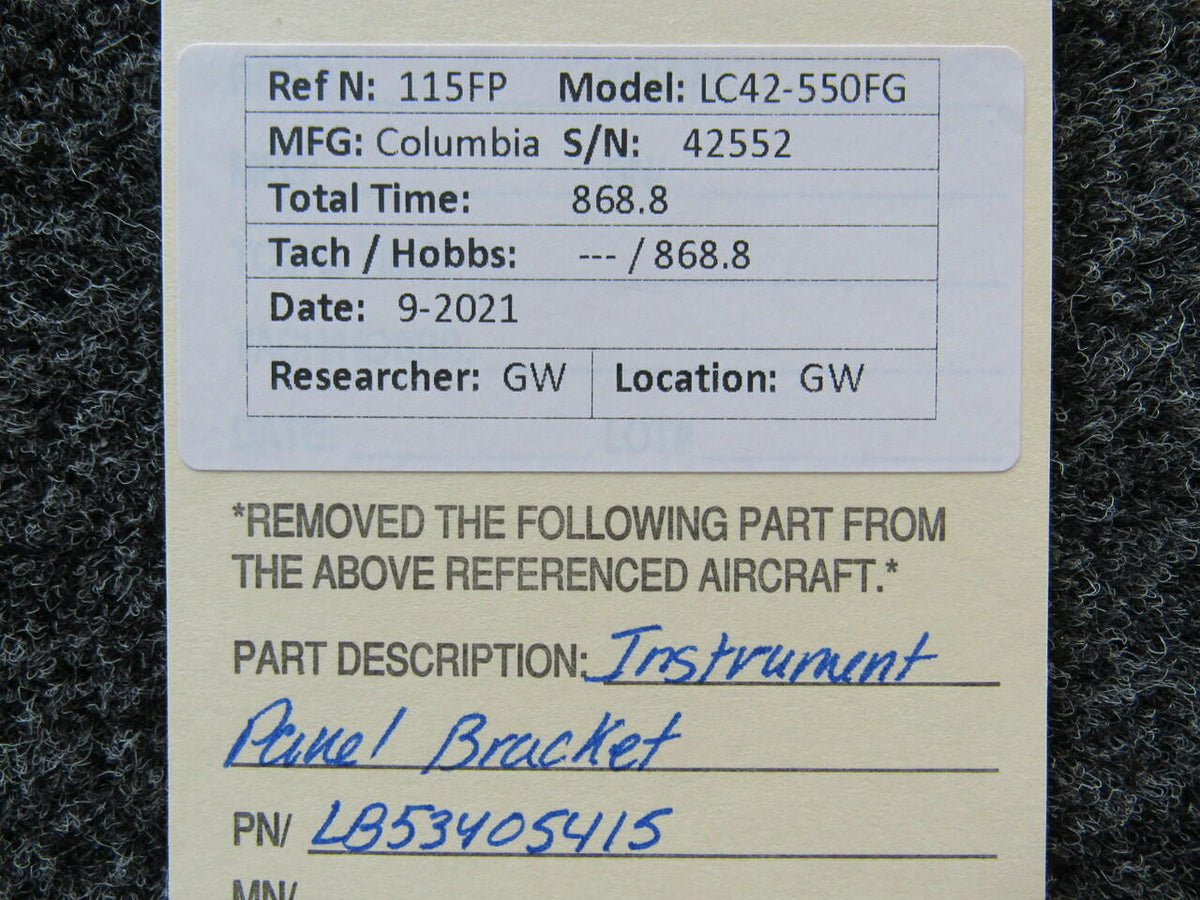 LB53405415 Columbia 350 Instrument Panel Bracket BAS Part Sales | Airplane Parts