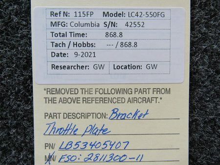 Columbia LB53405407 FSO 2811300-11 Columbia 350 Bracket Throttle Plate