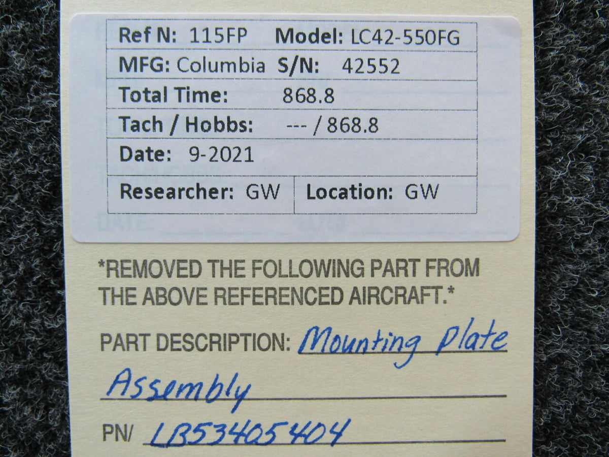 Columbia LB53405404 Columbia 350 Mounting Plate Assembly