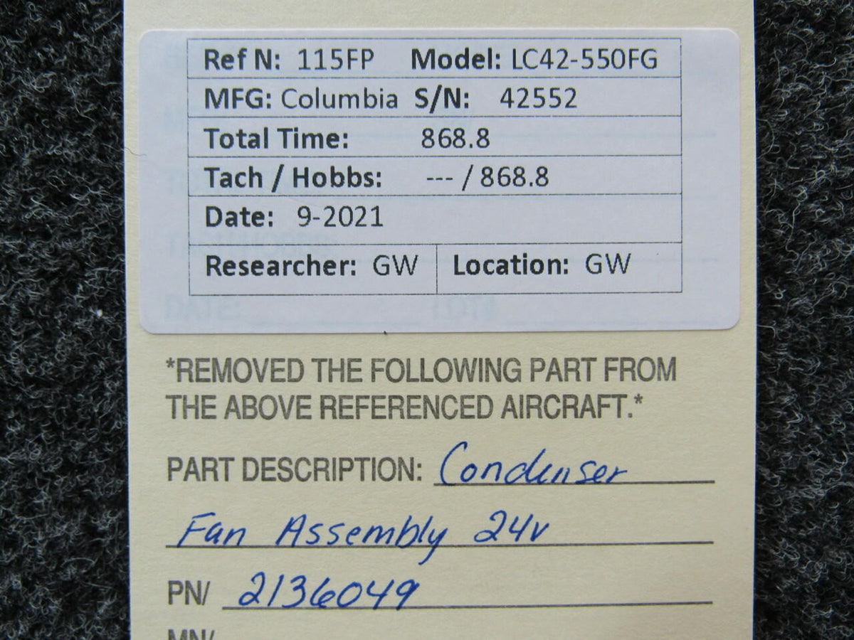Columbia 2136049 Columbia 350 Condenser Fan Assembly Volts 24