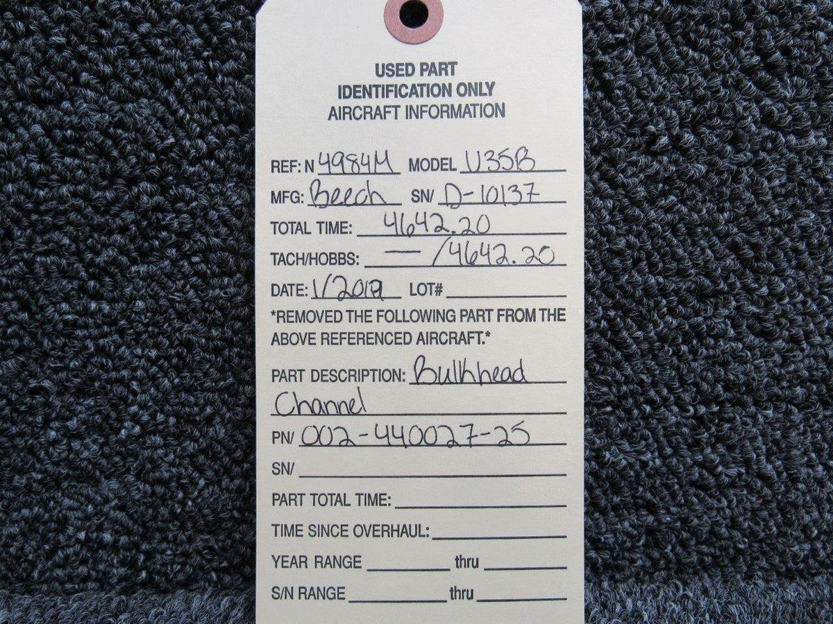 Beechcraft 002-440027-25 Beechcraft U35B Bulkhead Channel