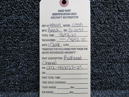 Beechcraft 002-440027-25 Beechcraft U35B Bulkhead Channel