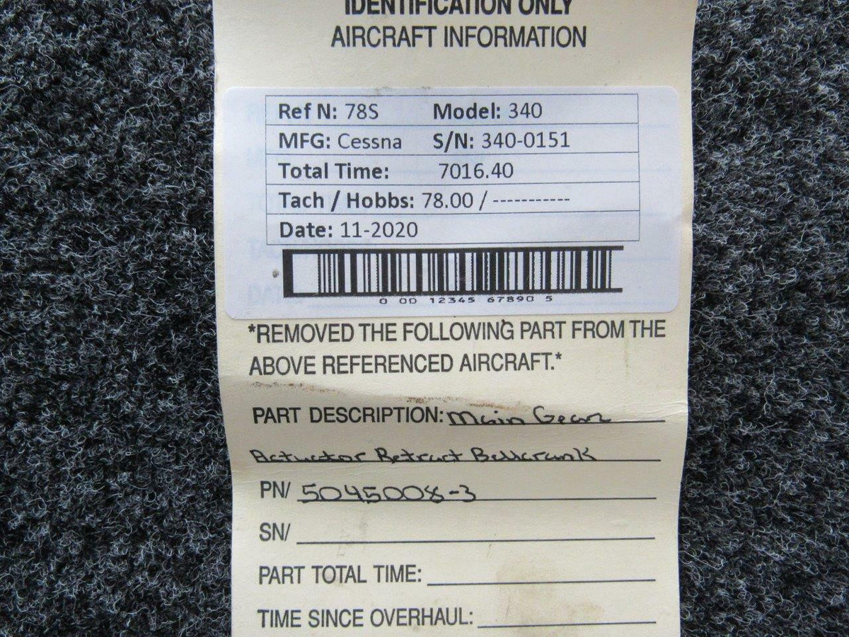 Cessna 5045008-3 Cessna 340 Main Gear Actuator Retract Bellcrank