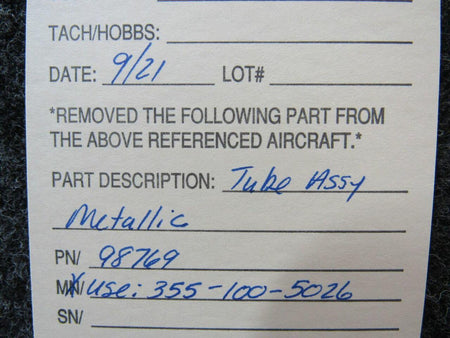 Unbranded 98769 USE 355-100-5026 Tube Assembly Metallic SA