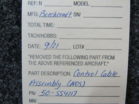 Beechcraft 50-554117 Beechcraft Control Cable Assy L 38-1/2 NEW OLD STOCK SA