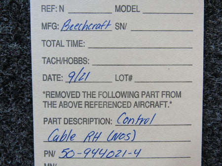 Beechcraft 50-944021-4 Beechcraft Control Cable RH Length 147 NEW OLD STOCK SA