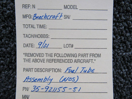 Beechcraft 35-921155-51 Beechcraft Tube Assembly Fuel NEW OLD STOCK SA