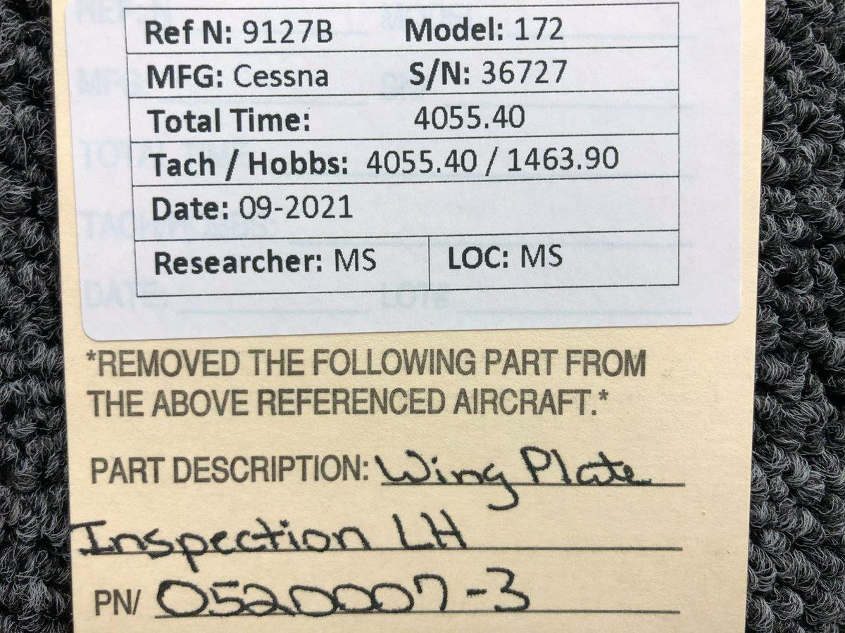 0520007-3 Cessna 172 Wing Plate Inspection LH BAS Part Sales | Airplane Parts