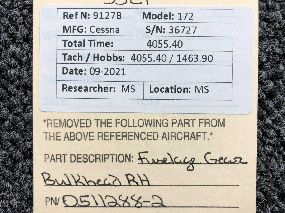 Cessna 0511288-2 Cessna 172 Fuselage Gear Bulkhead RH