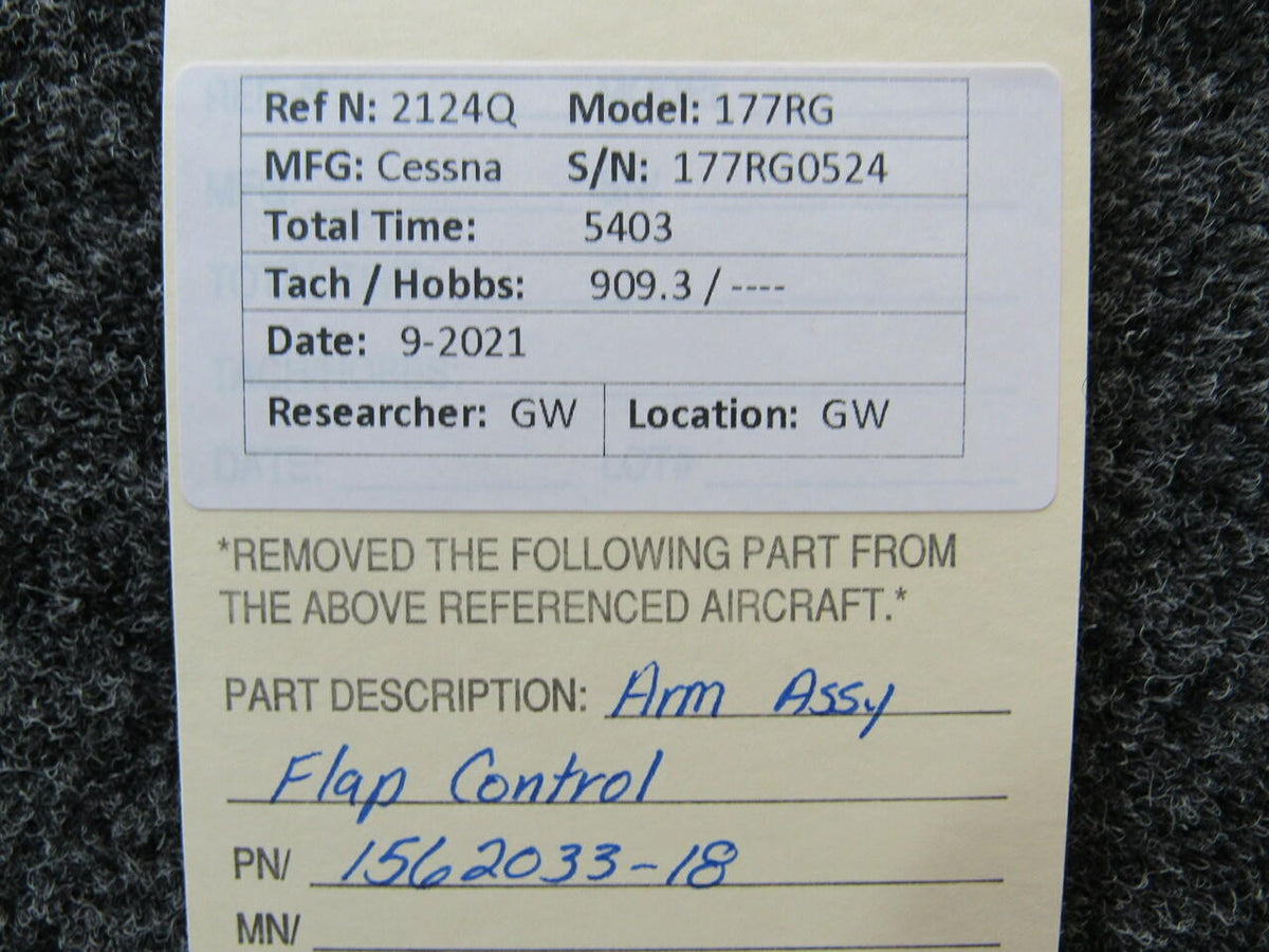 1562033-18 Cessna 177RG Arm Assembly Flap Control BAS Part Sales | Airplane Parts