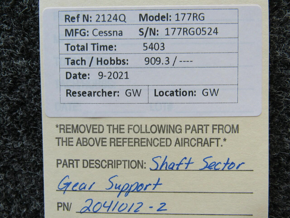 2041012-2 Cessna 177RG Shaft Sector Gear Support BAS Part Sales | Airplane Parts