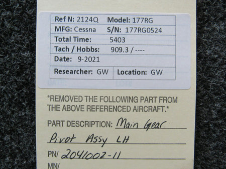 Cessna 2041002-11 Cessna 177RG Main Gear Pivot Assembly LH