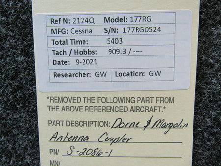 Dorne and Margolin S-2086-1 Cessna 177RG Dorne and Margolin Antenna Coupler