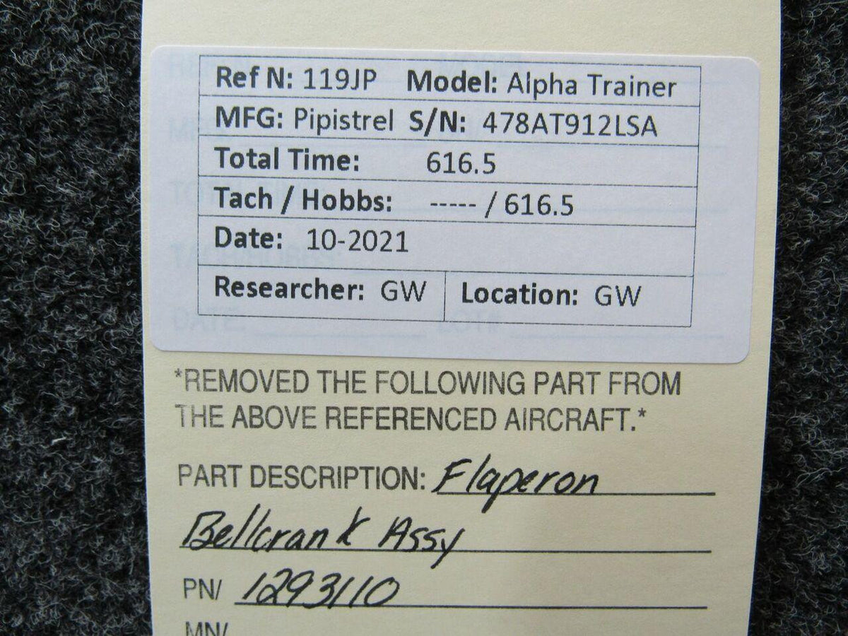 1293110 Pipistrel LSA Alpha Trainer Flaperon Bellcrank Assembly BAS Part Sales | Airplane Parts